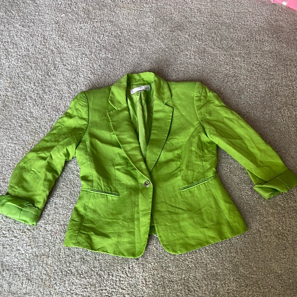 Lime green linen blazer